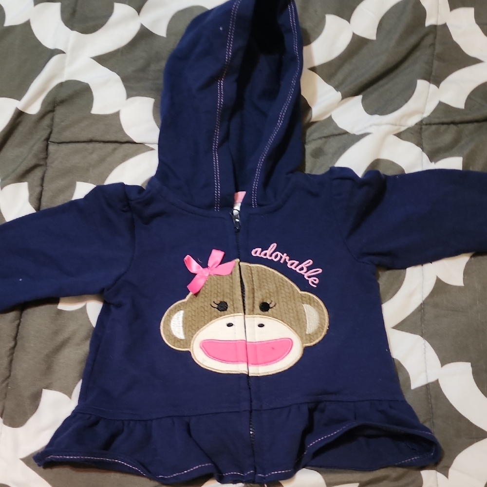 Adorable Navy Blue Kids Hoodie with Monkey Design
